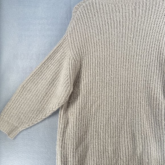 Oak + Fort Womens Sweater Dress Small Beige Tunic High Neck Casual Relaxed Fit - Picture 15 of 16
